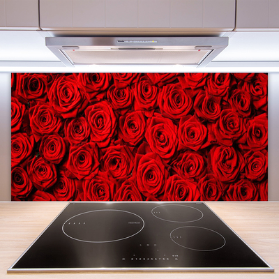 Painel vidro cozinha Rosas na Parede