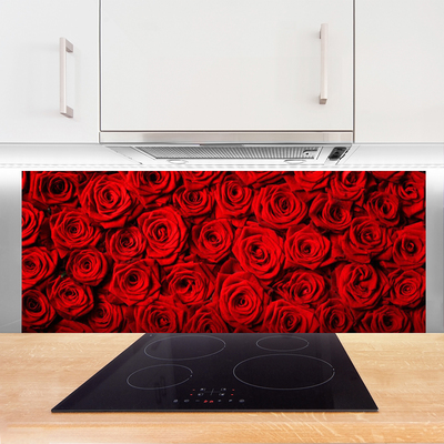 Painel vidro cozinha Rosas na Parede