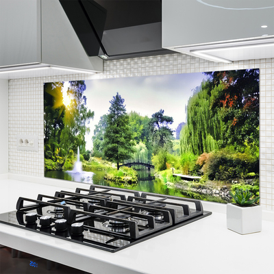 Painel vidro cozinha Floresta Cachoeira Sol Natureza