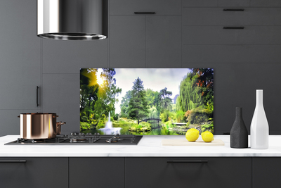 Painel vidro cozinha Floresta Cachoeira Sol Natureza