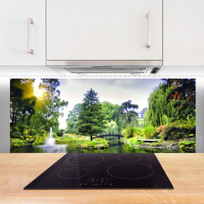 Painel vidro cozinha Floresta Cachoeira Sol Natureza