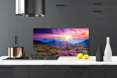 Painel cozinha Montanhas Prado Flores Paisagem