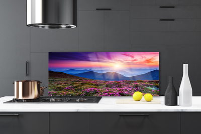 Painel cozinha Montanhas Prado Flores Paisagem