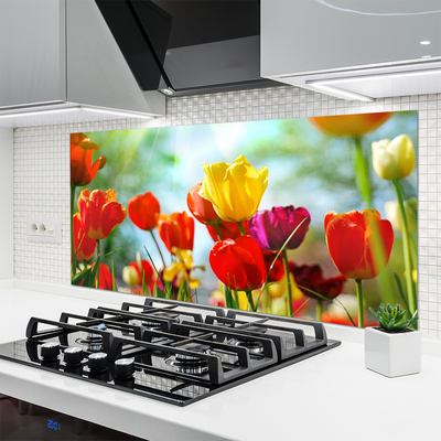 Painel vidro cozinha Flores na Parede
