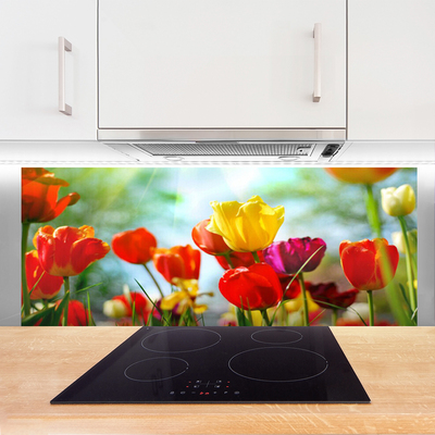 Painel vidro cozinha Flores na Parede