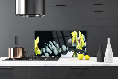 Painel vidro cozinha Flor de orquídea