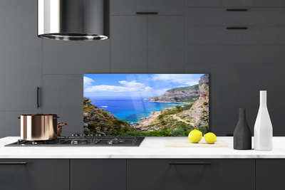 Painel vidro cozinha Mar Praia Montanhas Paisagem