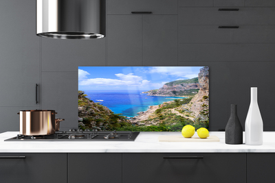 Painel vidro cozinha Mar Praia Montanhas Paisagem