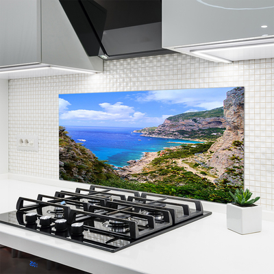 Painel vidro cozinha Mar Praia Montanhas Paisagem