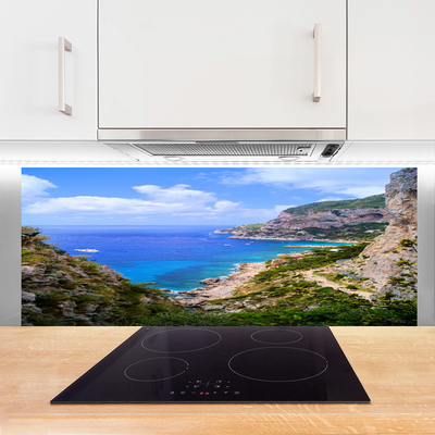 Painel vidro cozinha Mar Praia Montanhas Paisagem