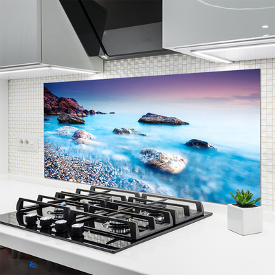 Painel vidro cozinha Mar de Seixos Zen