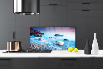 Painel vidro cozinha Mar de Seixos Zen