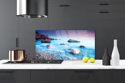 Painel vidro cozinha Mar de Seixos Zen