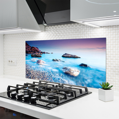 Painel vidro cozinha Mar de Seixos Zen