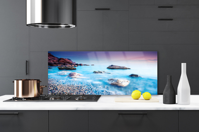 Painel vidro cozinha Mar de Seixos Zen