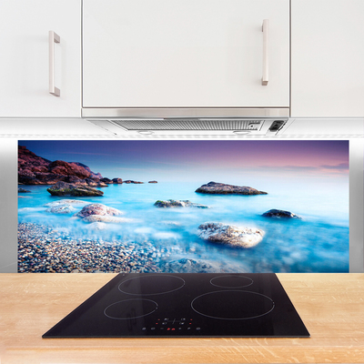 Painel vidro cozinha Mar de Seixos Zen