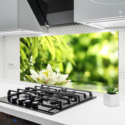 Painel vidro cozinha Folhas de flores