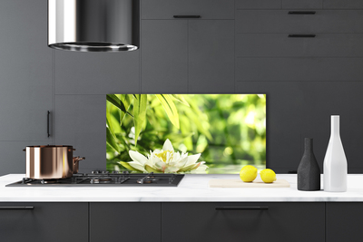 Painel vidro cozinha Folhas de flores
