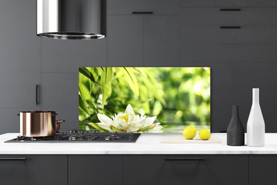 Painel vidro cozinha Folhas de flores