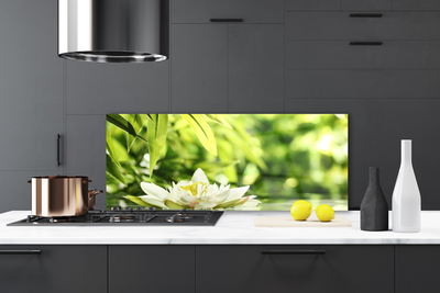 Painel vidro cozinha Folhas de flores