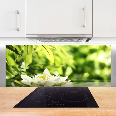 Painel vidro cozinha Folhas de flores