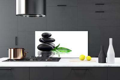 Painel cozinha Pedras Folhas Água Arte