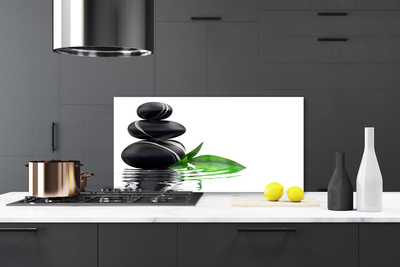 Painel cozinha Pedras Folhas Água Arte