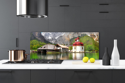 Painel vidro cozinha Paisagem de casa na árvore na montanha