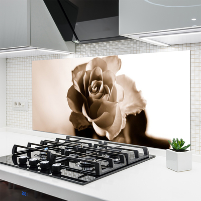 Painel vidro cozinha Planta de flor de rosa