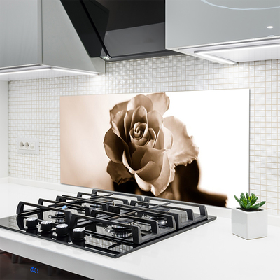Painel vidro cozinha Planta de flor de rosa