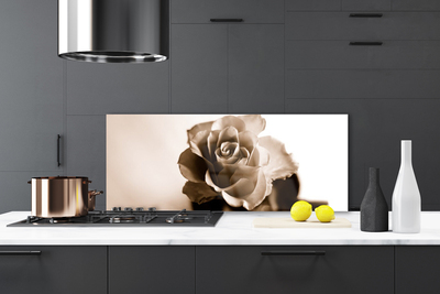 Painel vidro cozinha Planta de flor de rosa