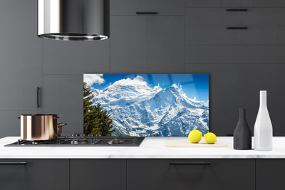 Painel vidro cozinha Paisagem de árvores de montanha