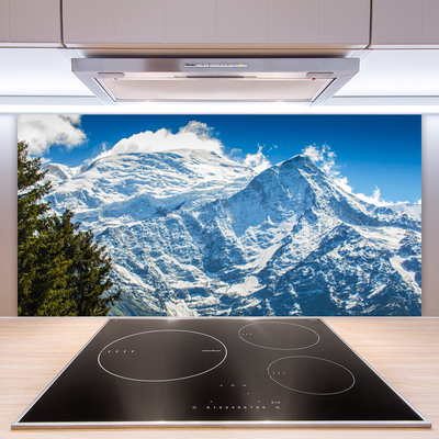 Painel vidro cozinha Paisagem de árvores de montanha