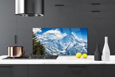 Painel vidro cozinha Paisagem de árvores de montanha