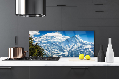 Painel vidro cozinha Paisagem de árvores de montanha