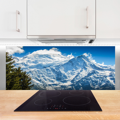 Painel vidro cozinha Paisagem de árvores de montanha