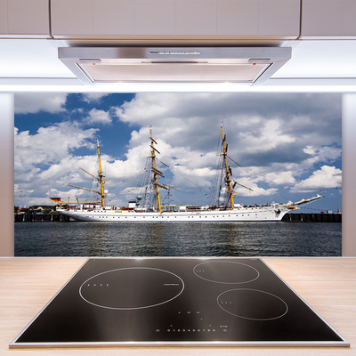 Painel vidro cozinha Paisagem aquática de barco