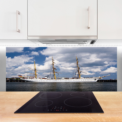 Painel vidro cozinha Paisagem aquática de barco