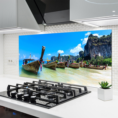 Painel cozinha Barco Mar Praia Paisagem
