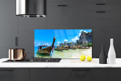 Painel cozinha Barco Mar Praia Paisagem