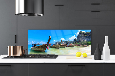 Painel cozinha Barco Mar Praia Paisagem