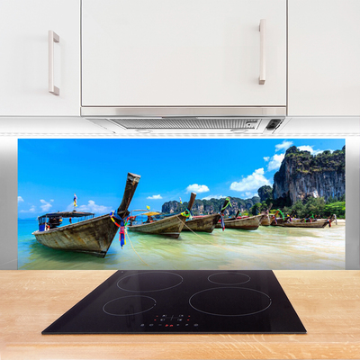 Painel cozinha Barco Mar Praia Paisagem