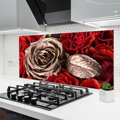 Painel vidro cozinha Flores de rosas