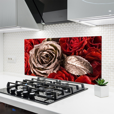 Painel vidro cozinha Flores de rosas