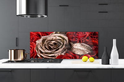 Painel vidro cozinha Flores de rosas