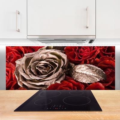 Painel vidro cozinha Flores de rosas