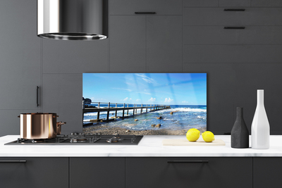 Painel vidro cozinha Paisagem da Praia do Oceano