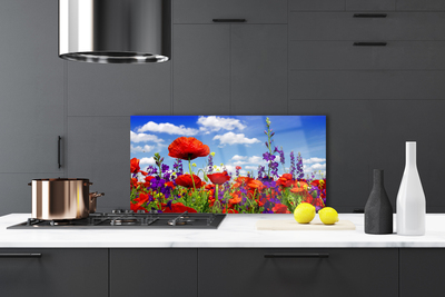 Painel vidro cozinha Planta de tulipas