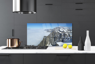 Painel vidro cozinha Paisagem de neblina na montanha