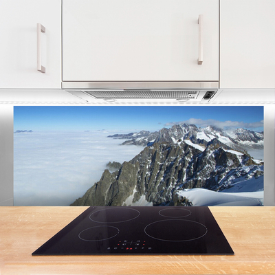 Painel vidro cozinha Paisagem de neblina na montanha